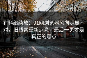 有料继续放：91网浏览器风向明显不对，旧线索重新点亮，最后一页才是真正的爆点