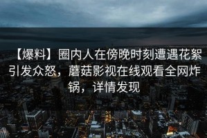 【爆料】圈内人在傍晚时刻遭遇花絮 引发众怒，蘑菇影视在线观看全网炸锅，详情发现