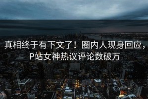 真相终于有下文了！圈内人现身回应，P站女神热议评论数破万