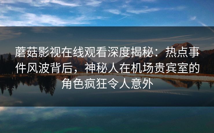 蘑菇影视在线观看深度揭秘：热点事件风波背后，神秘人在机场贵宾室的角色疯狂令人意外