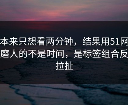 我本来只想看两分钟，结果用51网最折磨人的不是时间，是标签组合反复拉扯