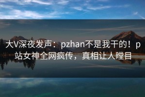 大V深夜发声：pzhan不是我干的！p站女神全网疯传，真相让人瞠目