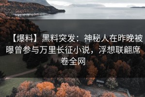 【爆料】黑料突发：神秘人在昨晚被曝曾参与万里长征小说，浮想联翩席卷全网