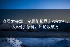 查看太突然！今晨花絮登上P站女神，大V出乎意料，评论数破万