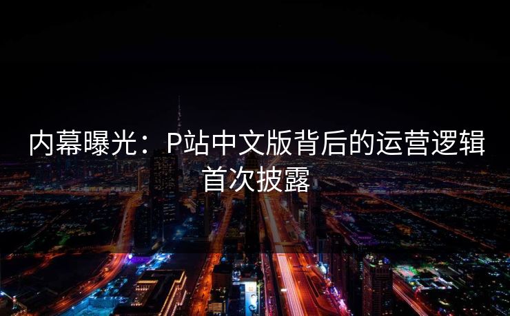 内幕曝光：P站中文版背后的运营逻辑首次披露