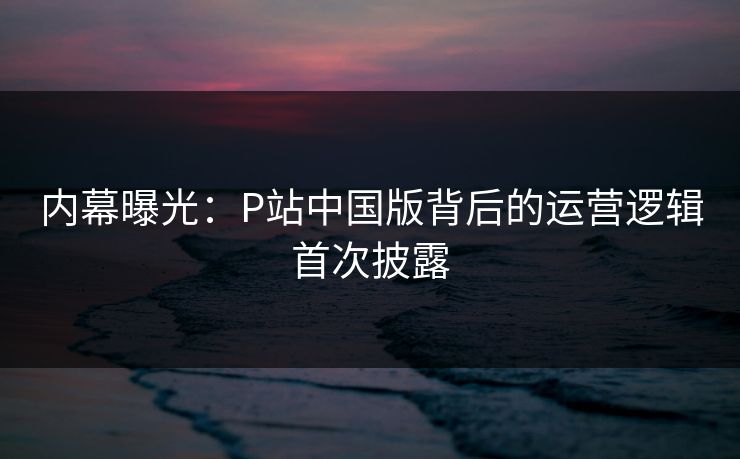 内幕曝光：P站中国版背后的运营逻辑首次披露